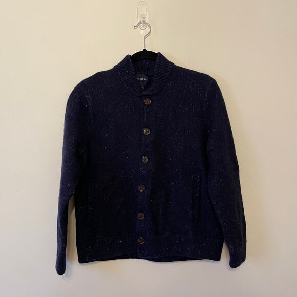 J.Crew L long sleeve cardigan button up lambs wool blue Corpcore elegant cozy - Picture 1 of 7